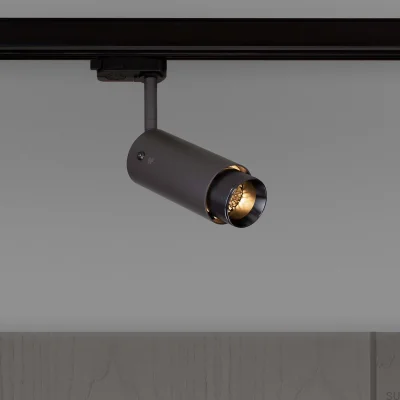 Luminária de trilho linear de aço grafite com acabamento em tom de metal para exaustão
