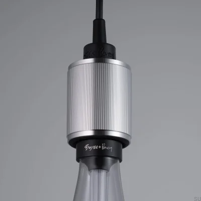 Luminária pendente linear de aço prateado com metal pesado