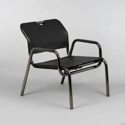 Poltrona modular Chopper em cromo preto com detalhes em latão