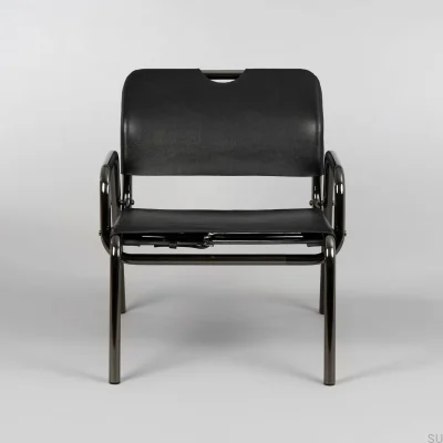 Poltrona modular Chopper em cromo preto com detalhes em latão