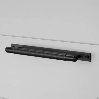 Puxador longo para móveis com placa transversal em aço 225 preto.
