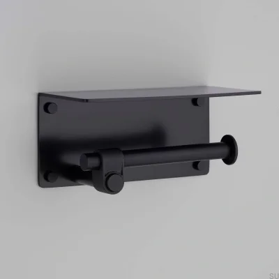 Porta-papel higiênico de aço fundido preto para soldador com prateleira