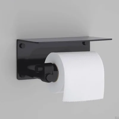 Porta-papel higiênico de aço fundido preto para soldador com prateleira