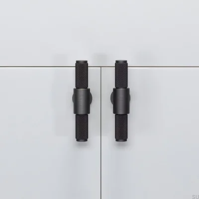 Puxador para móveis em formato de T com barra transversal, 95 cm, em latão bronze queimado.