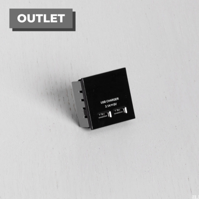 Módulo de soquetes USB duplos para placa Euro preta padrão britânico