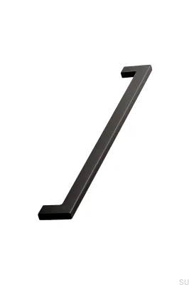 Puxador plano alongado para móveis, modelo 256, em metal, preto.