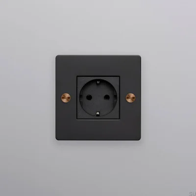 Tomada simples sem logotipo Tipo F Cross 1G Aço Preto com Efeito Pôr do Sol Quente Padrão Europeu
