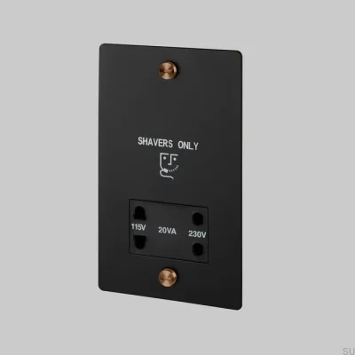 Tomada para barbeador 115V/230V em aço preto com efeito pôr do sol quente (padrão britânico)