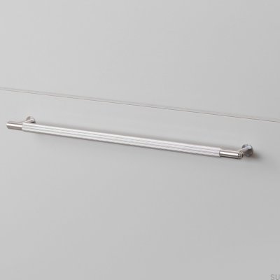 Puxador alongado para móveis Linear 325 em aço prateado