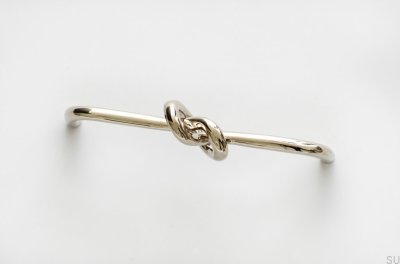 Puxador longo Knot 128 para móveis, aço inoxidável polido