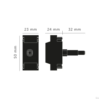 Módulo de interruptor momentâneo com a aparência de um dimmer retrátil fictício padrão europeu.