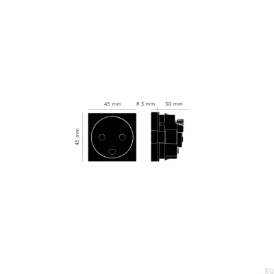 Tomada modular simples tipo K dinamarquesa 45mm branca padrão europeu