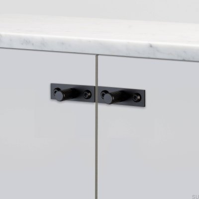 Puxador para móveis com arruela Linear Plate 12 em aço preto (conjunto de 2)