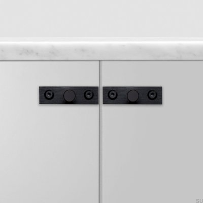 Puxador para móveis com arruela Linear Plate 12 em aço preto (conjunto de 2)