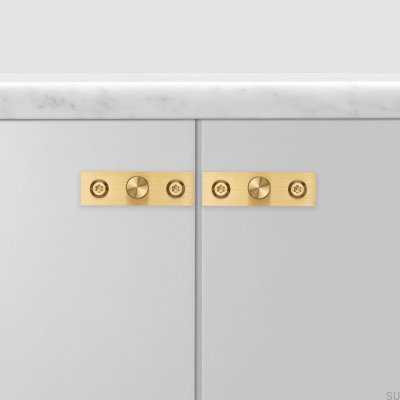 Puxador para móveis com arruela, placa linear 12, latão (conjunto de 2)