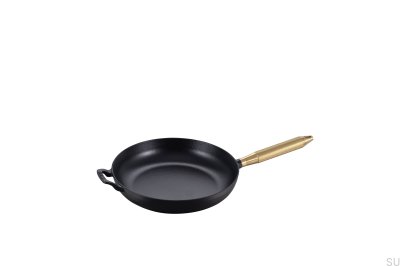 Frigideira Staub de 28 cm em aço preto com cabo de latão serrilhado
