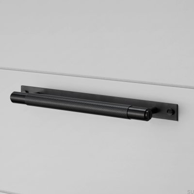 Puxador longo para móveis com placa transversal em aço 125 preto.
