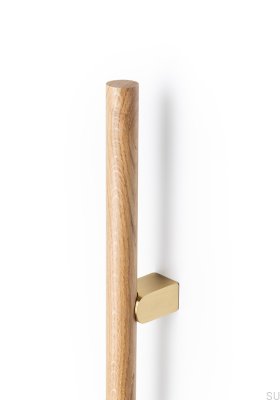 Puxador alongado para móveis Kumo Wood Big One 448 em madeira de carvalho com acabamento dourado escovado