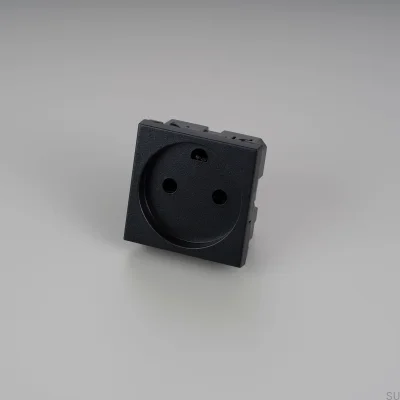 Tomada modular simples tipo K dinamarquesa 45mm preta padrão europeu