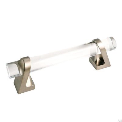 Puxador de móvel alongado Kristall 96 Crystal Brushed níquel