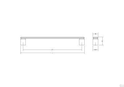 Puxador alongado para móveis Fase Big 480, alumínio prateado escovado