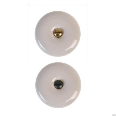 Puxador para móveis 5313 Porcelana com dois parafusos, latão e preto