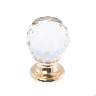 Botão para móveis em cristal Swarovski 9993 com base em ouro
