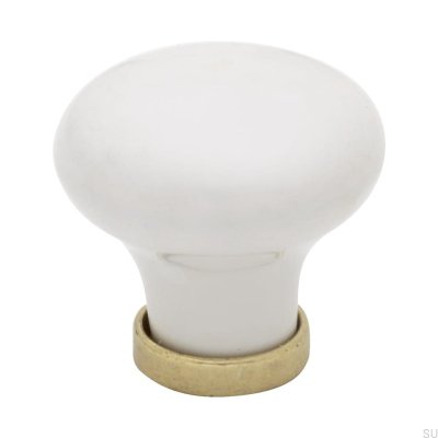 Botão para móveis 24136 Latão branco de porcelana