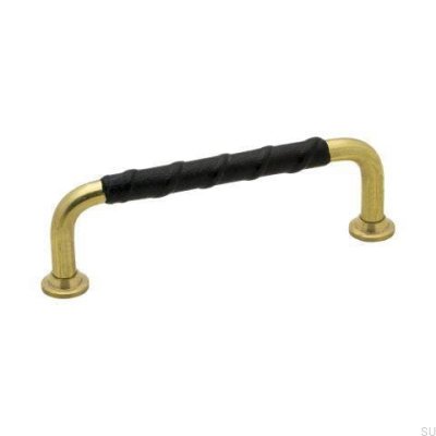 Puxador para móveis alongado 1353 96 Latão Dourado Sem Pintura Preto Couro natural