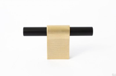 Botão para móveis T-Bar Line Mix 60 Latão escovado, sem verniz preto