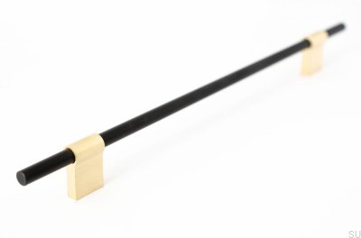 Puxador de móvel retangular Line Mix 224 Metal preto com latão escovado