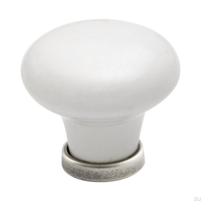 Botão para móveis 24136 Porcelana prata antiga